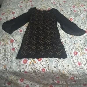 Connected Apparel Black Dress Angel Sleeves Size 1